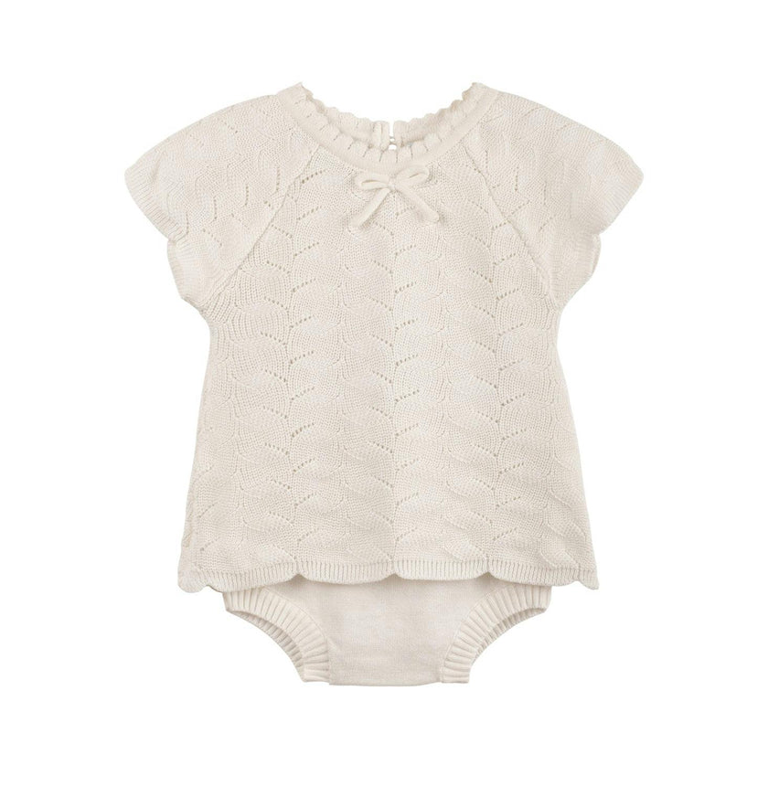 Girls Lacy Knit Set Ivory