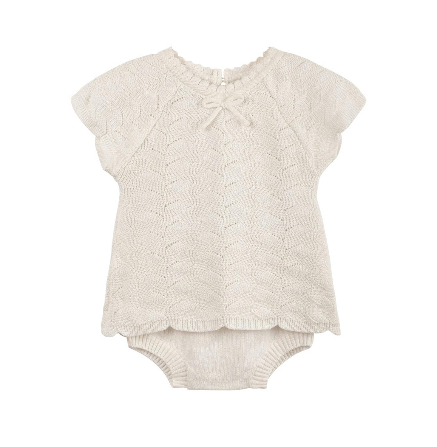 Girls Lacy Knit Set Ivory