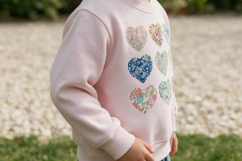 Liberty of London Children's hearts design pale pink jumper