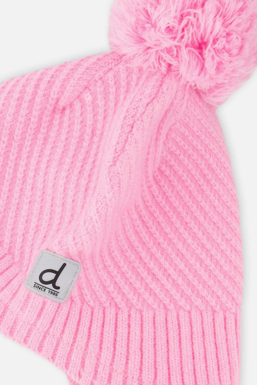 Winter Peruvian Knit Hat with Pompom Pink