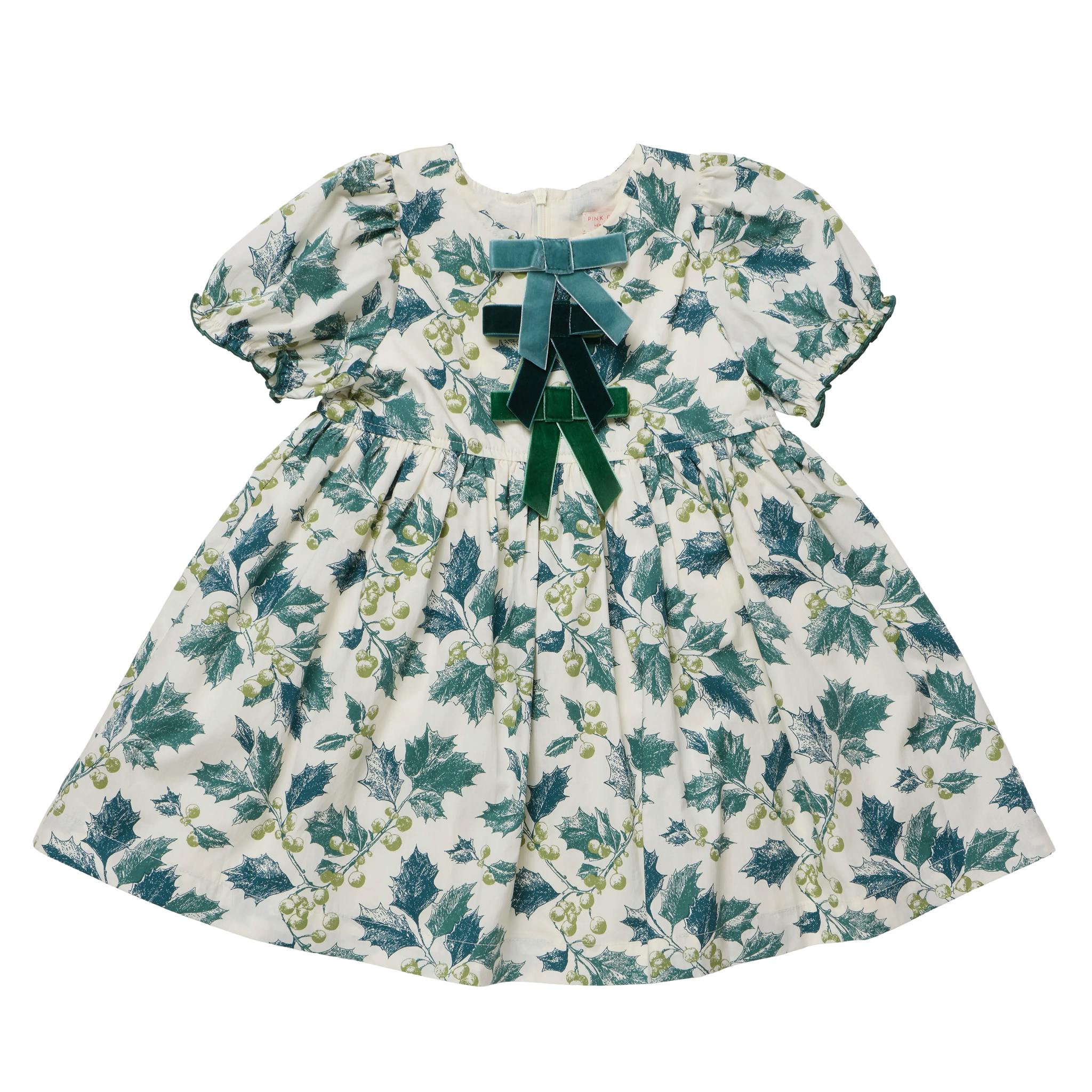 Girls Hermione Dress - Green Holly