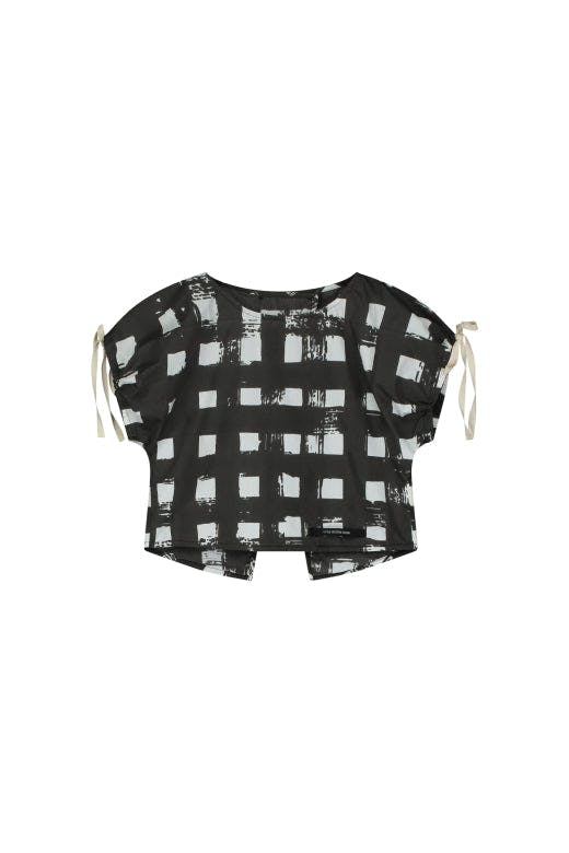 Atlantic Top Black Plaid Print