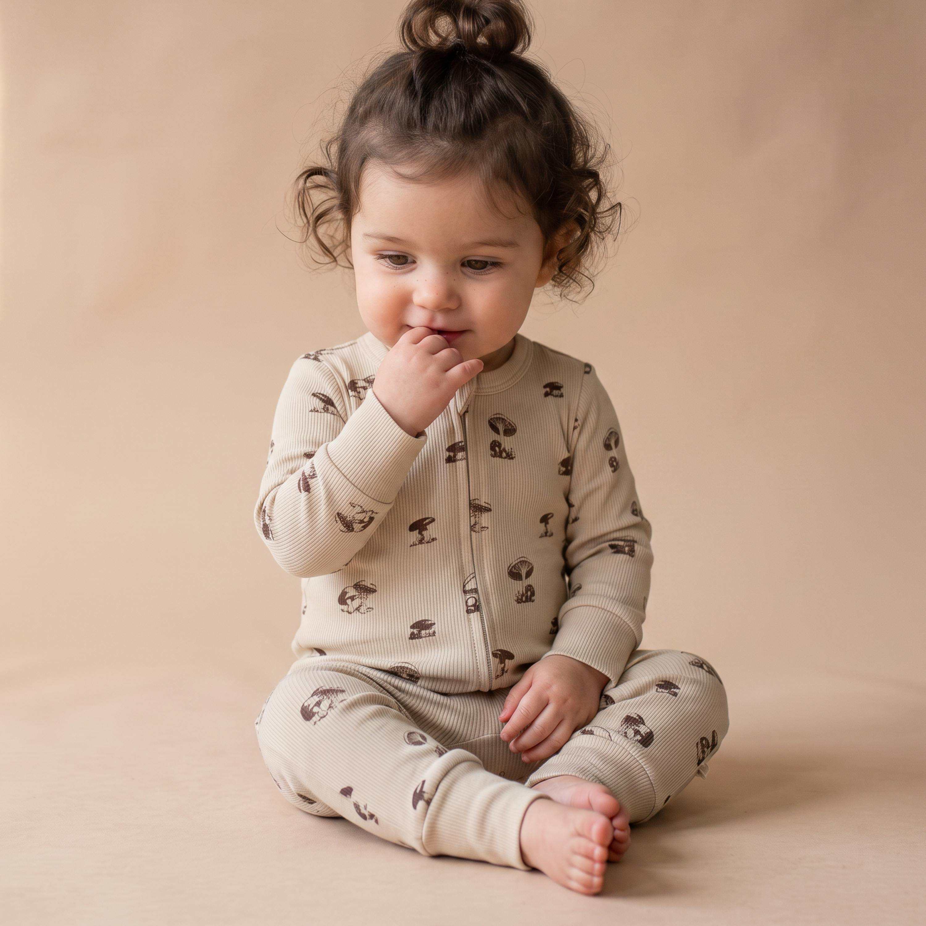 Organic 2-Way Zip Romper - Mushroom