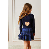 Sloane Navy  Long Sleeve Heart Cut Out Ribbed Top
