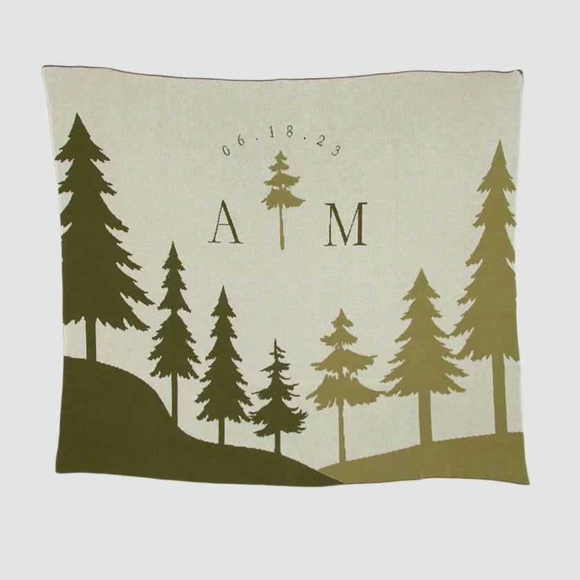 Custom Personalized Sustainable Knit Throw Blanket Winter Holiday Gift | Wedding - Pine