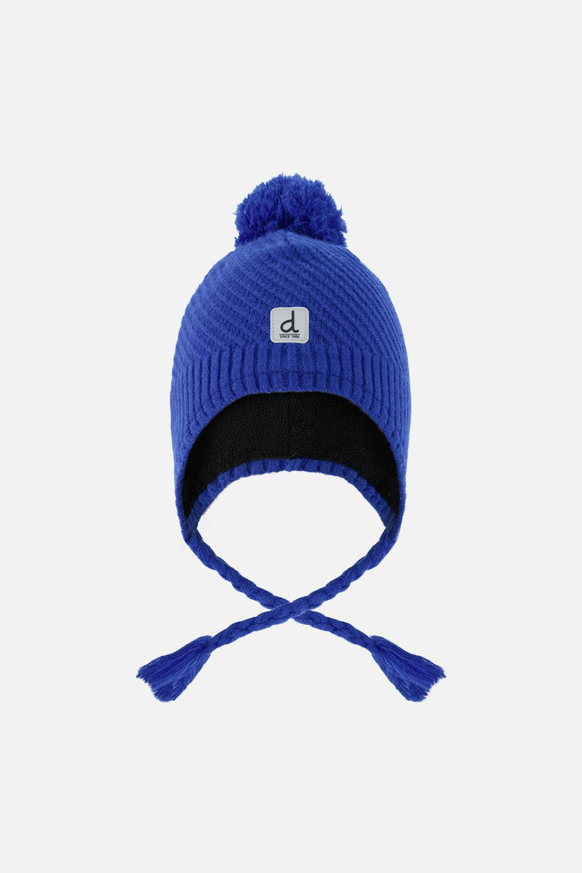 Winter Peruvian Knit Hat with Pompom Royal Blue