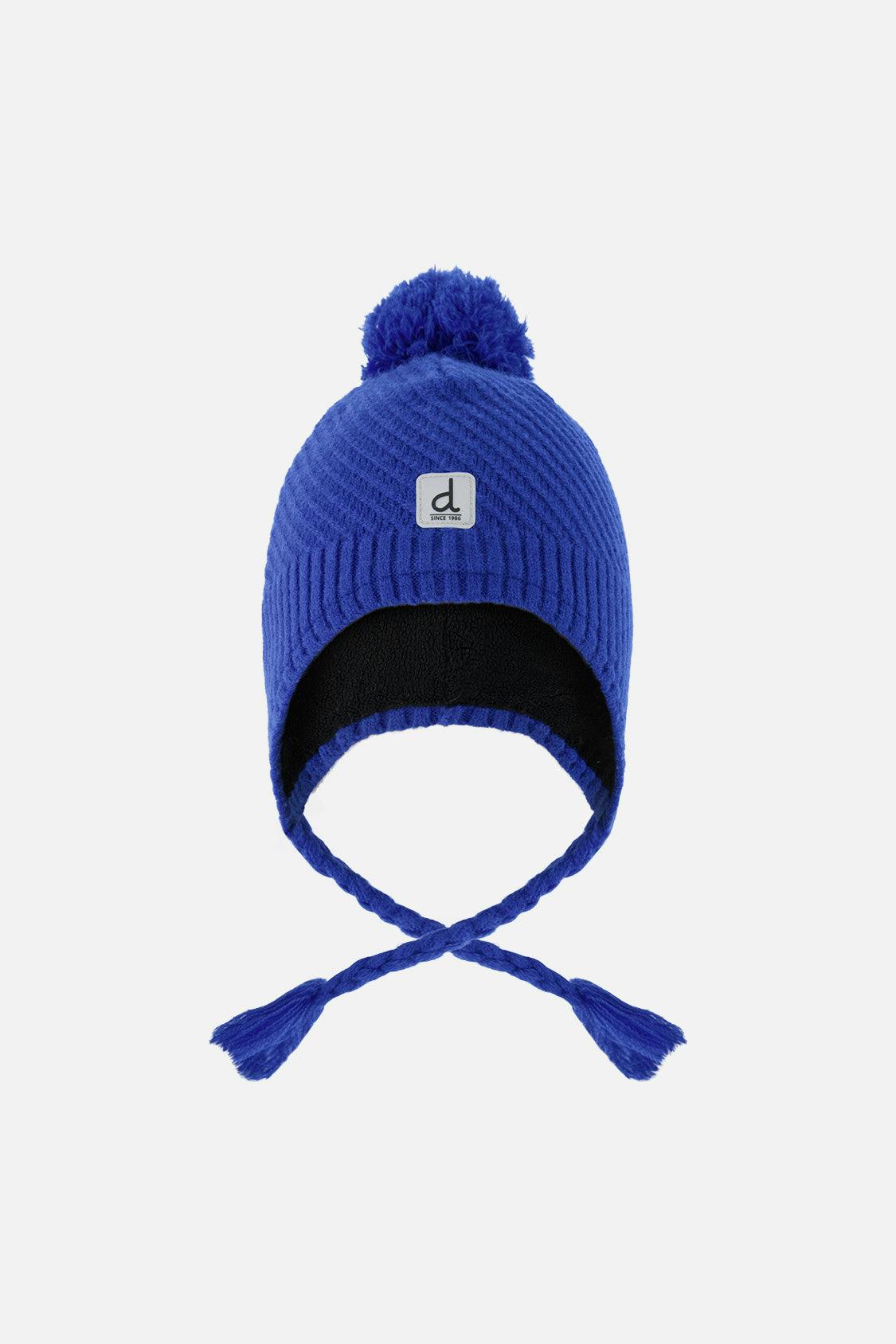 Winter Peruvian Knit Hat with Pompom Royal Blue