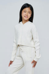 Cable Knit Cropped Hoodie