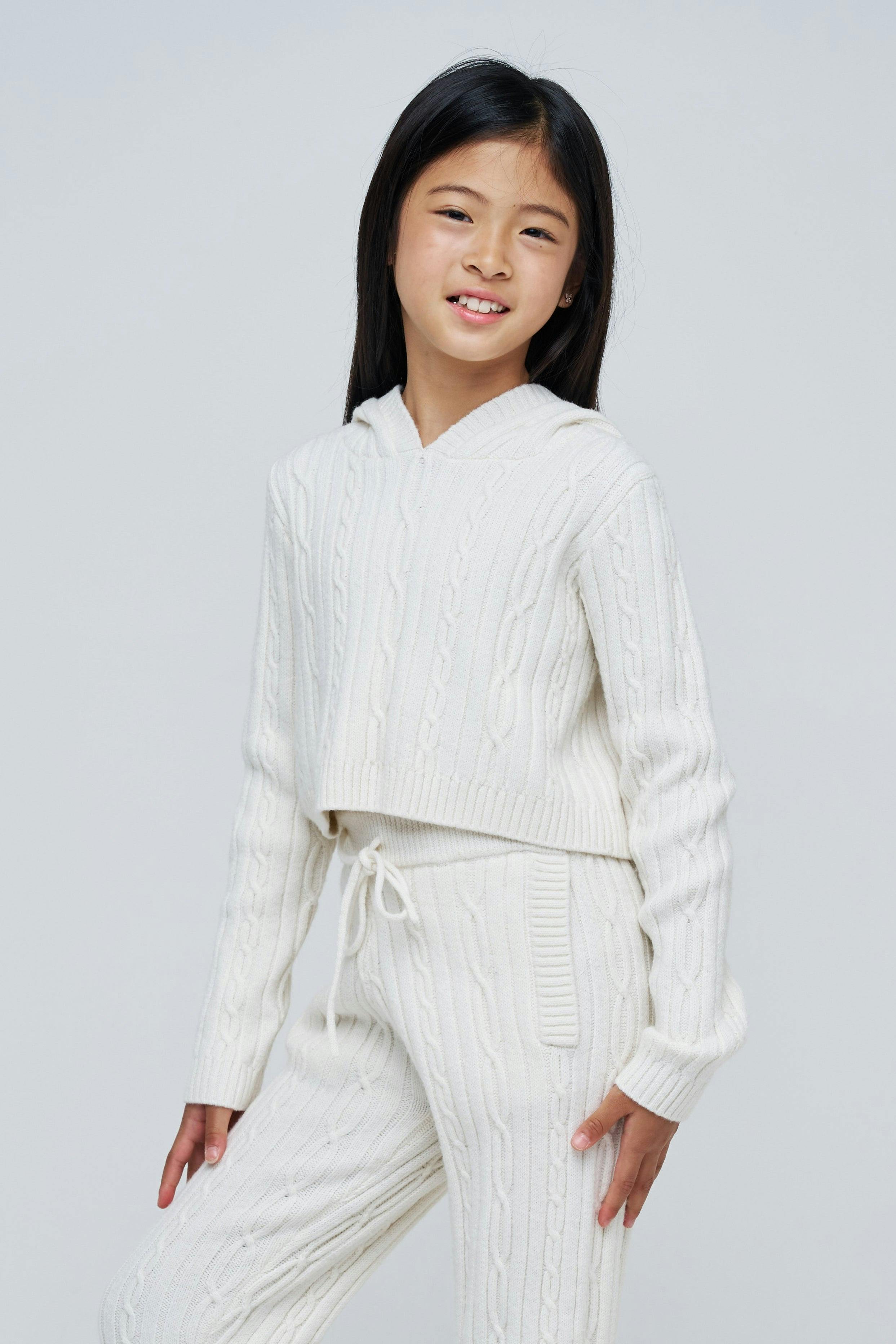 Cable Knit Cropped Hoodie