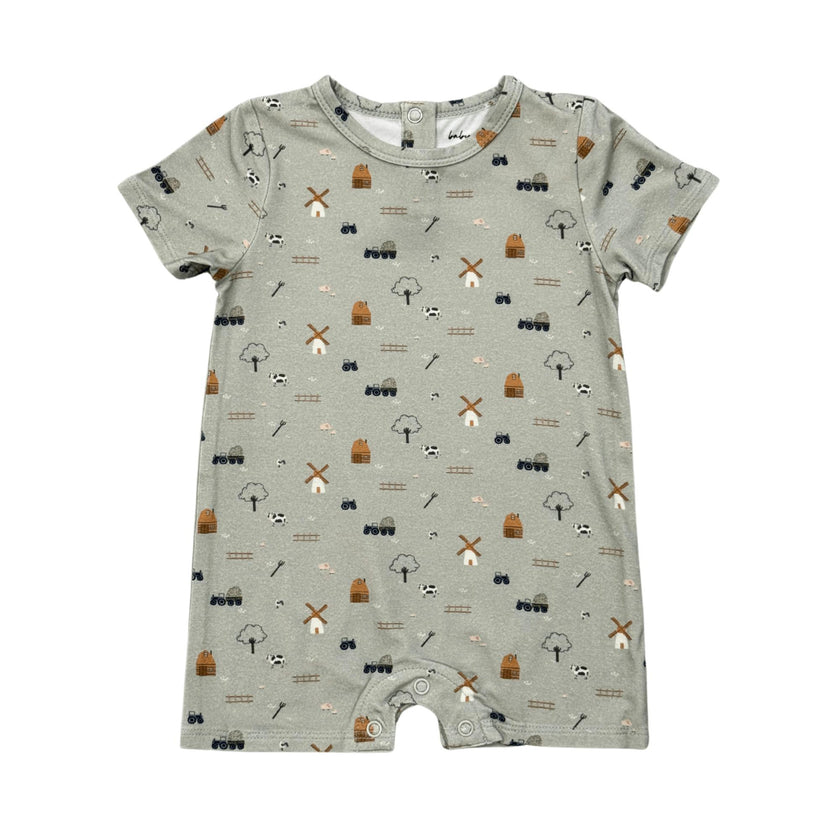 Baby Boy Short Sleeve Tee Romper in Broccoli Carrots