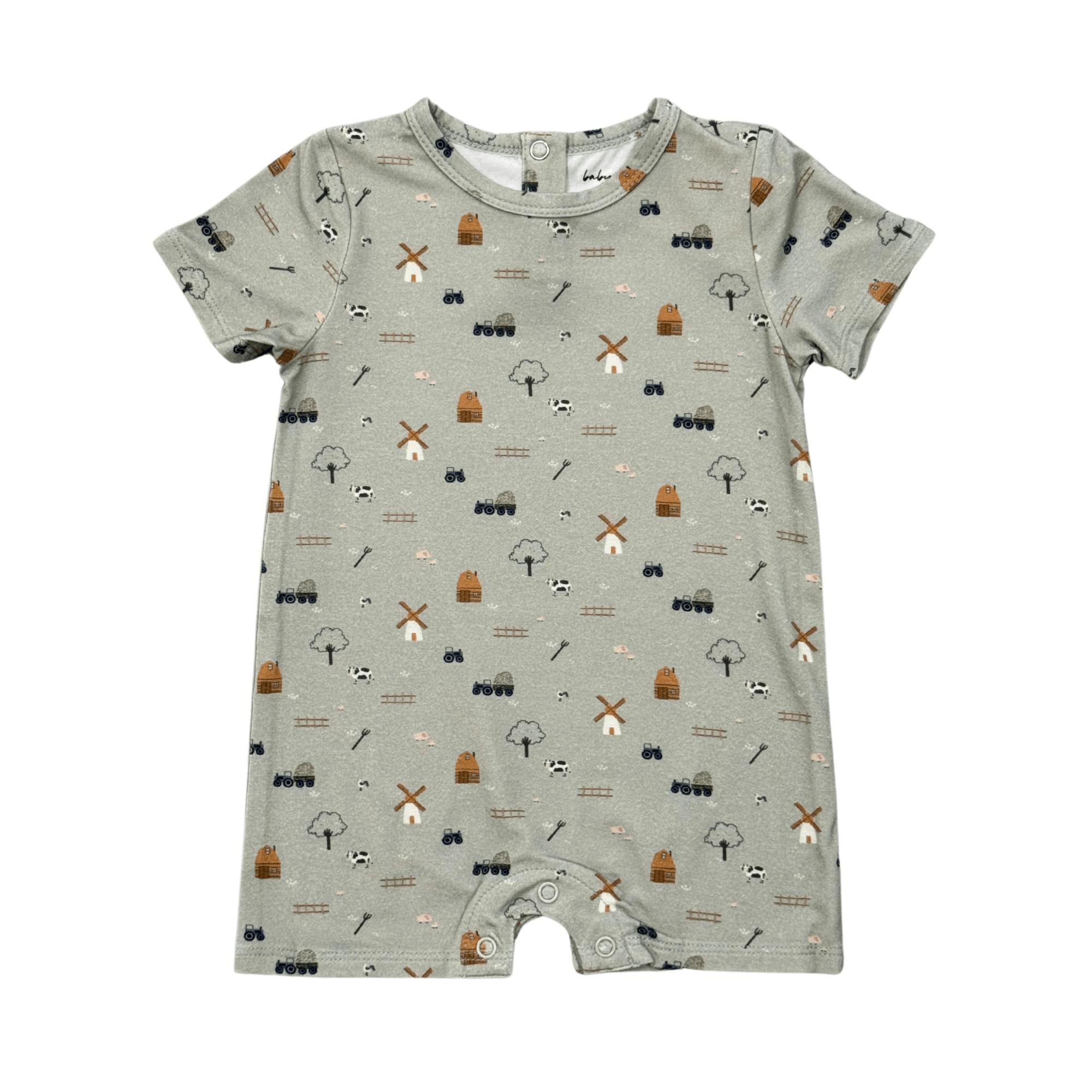 Baby Boy Short Sleeve Tee Romper in Farm