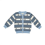 Baby Blue Star Striped Cotton Cardigan