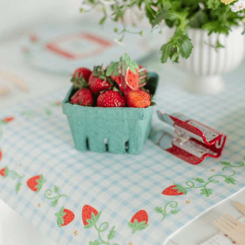 Strawberry Picnic Gingham Table Runner