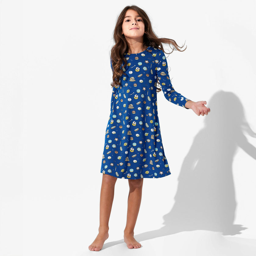 Hanukkah Cookies Bamboo Girls' Long Sleeve Dress