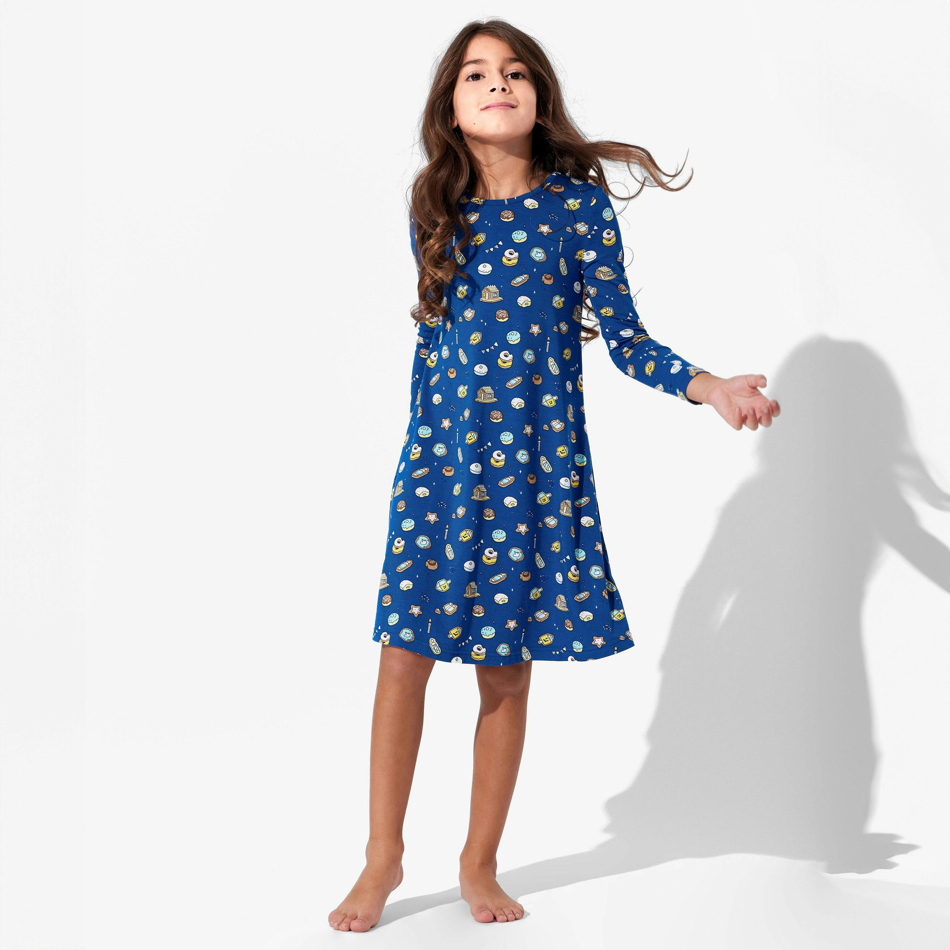 Hanukkah Cookies Bamboo Girls' Long Sleeve Dress