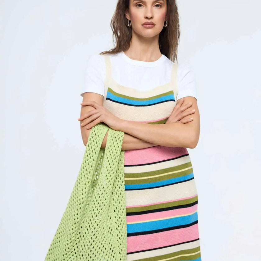 organic cotton crochete bag - kiwi green