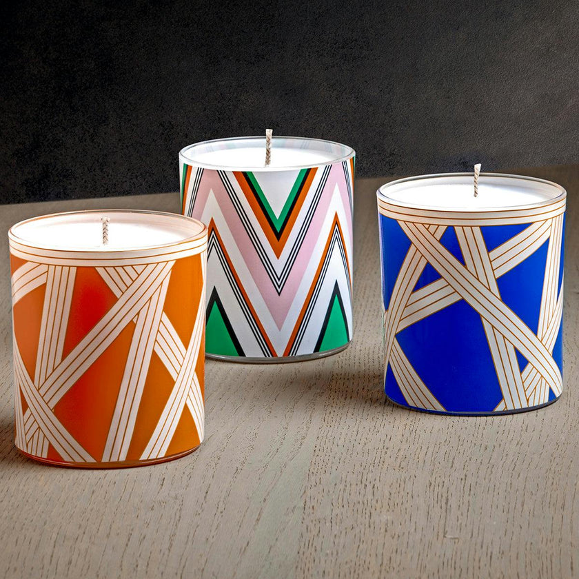 Scented Candle Nastri 220Gr  Bicolore 2 Blue Diam. 3.3"