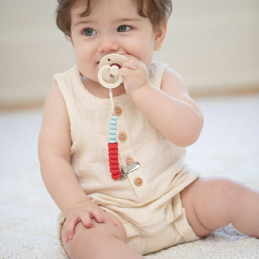 Cherry Duo Beaded Silicon Pacifier Clip