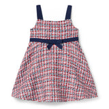 The Tweed Bow Dress, navy blue
