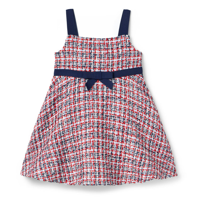 The Tweed Bow Dress, navy blue