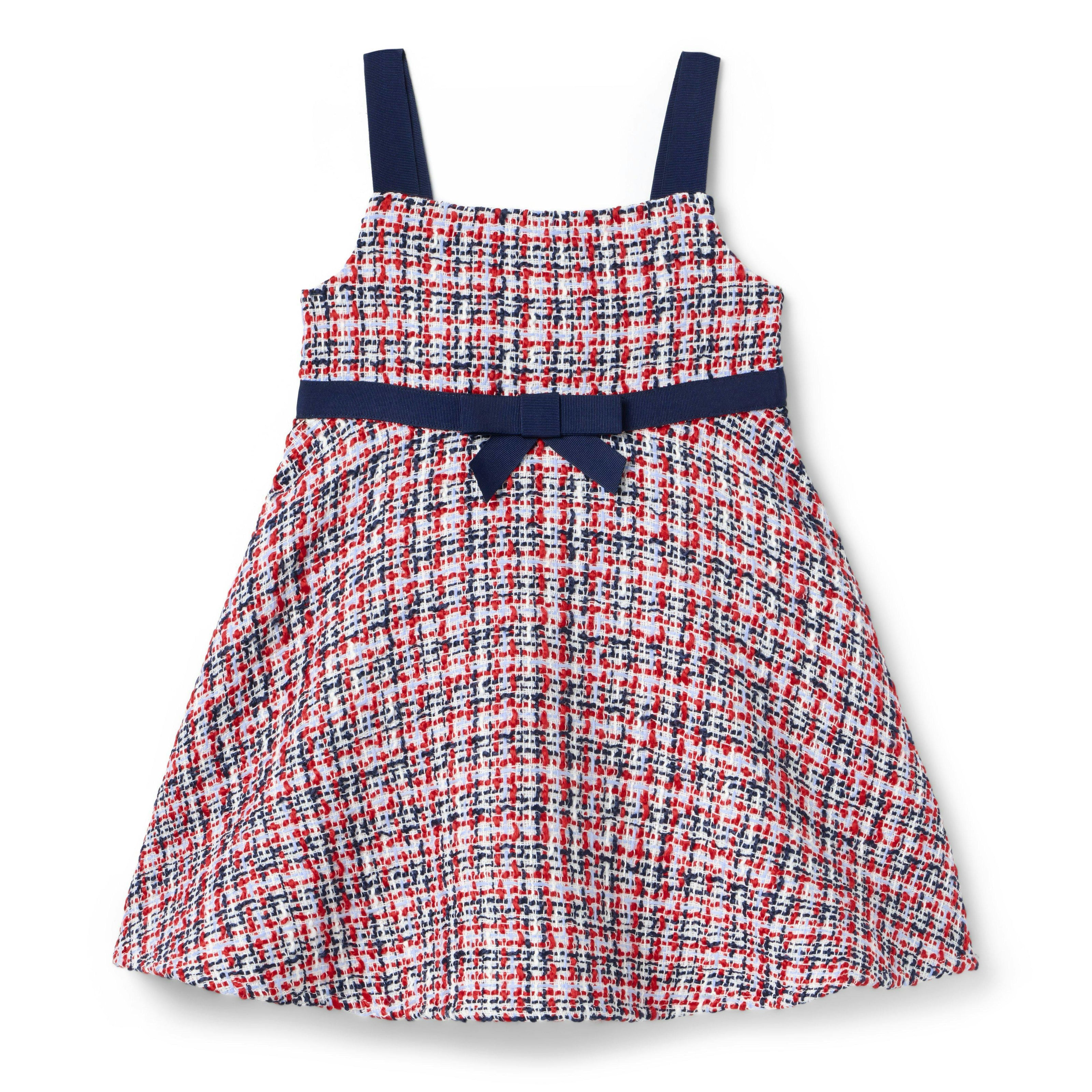 The Tweed Bow Dress, navy blue
