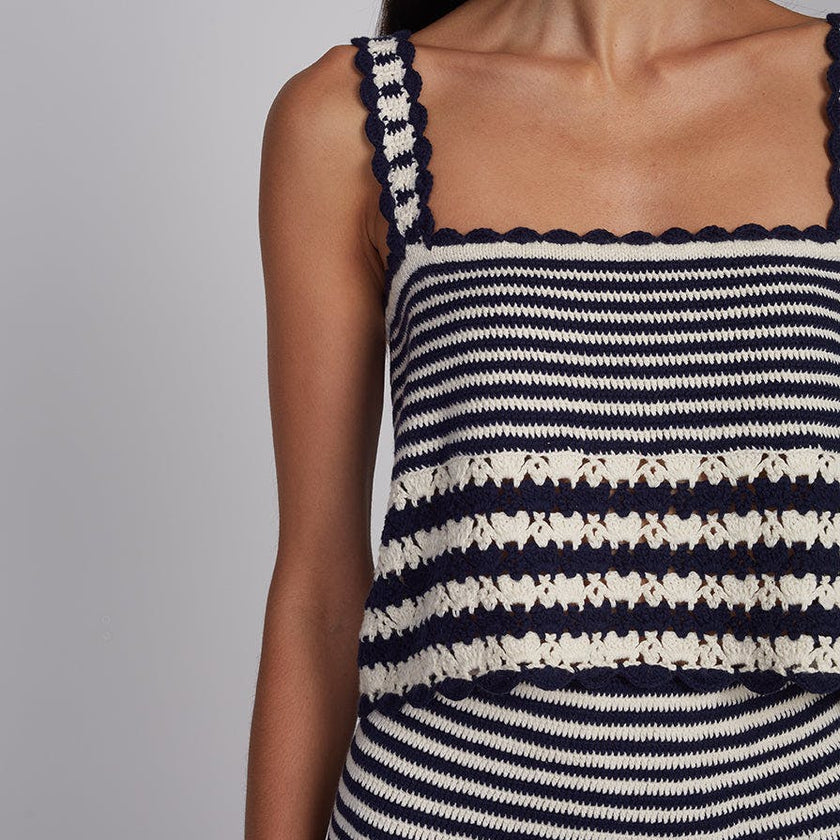 CARIA STRIPE CROCHET TOP