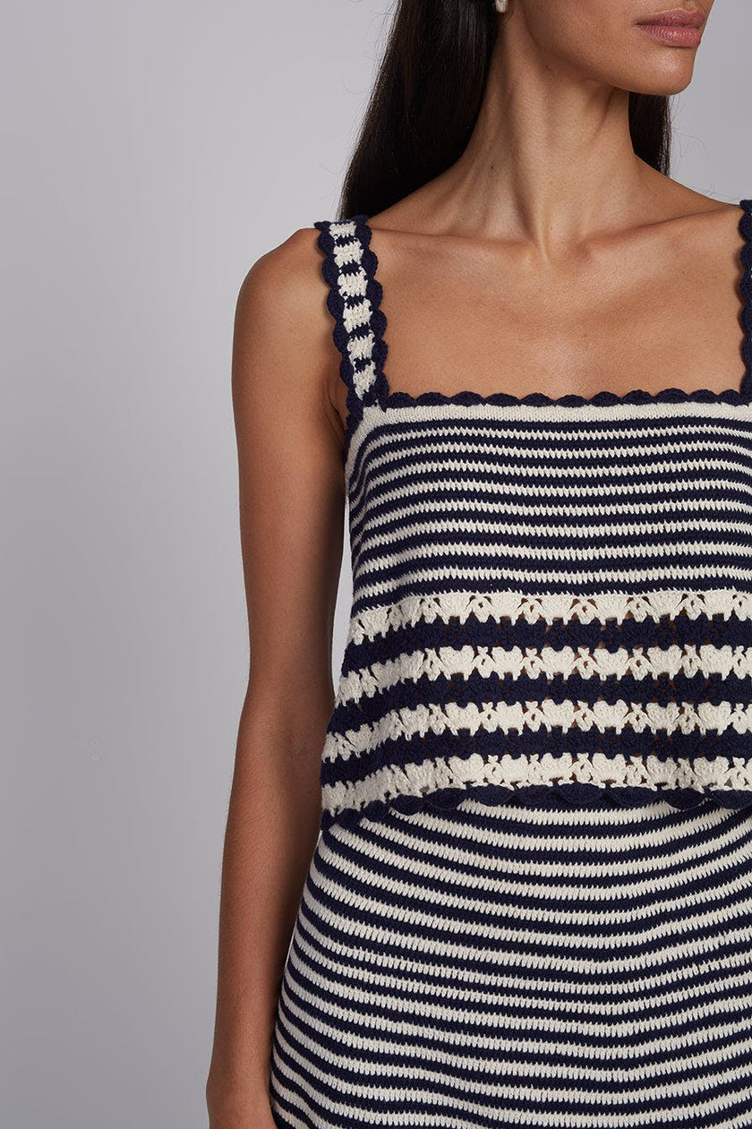 CARIA STRIPE CROCHET TOP