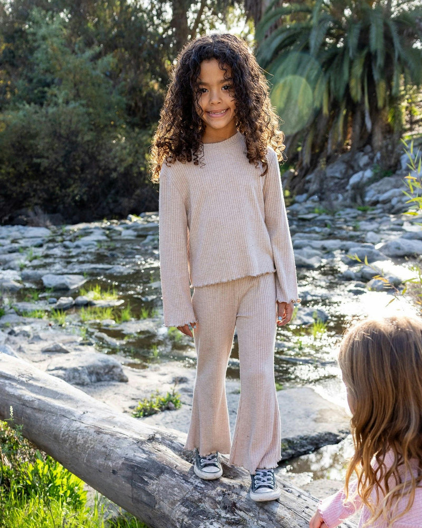 Meadow Bell Bottom Pant - Cocoa Brushed Rib