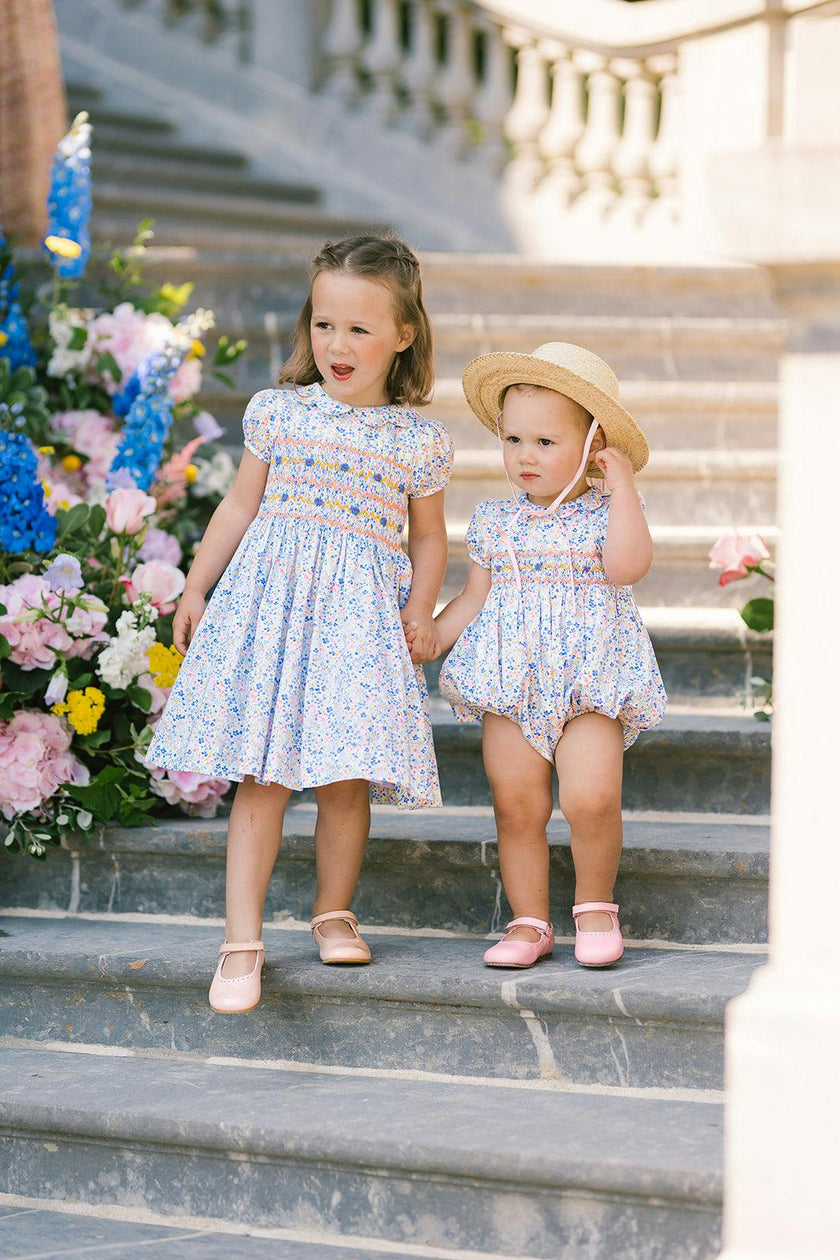 Ondine Blue Floral Short Sleeve Bubble Romper