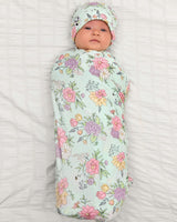 Petals & Posies Bamboo Swaddle & Beanie Set
