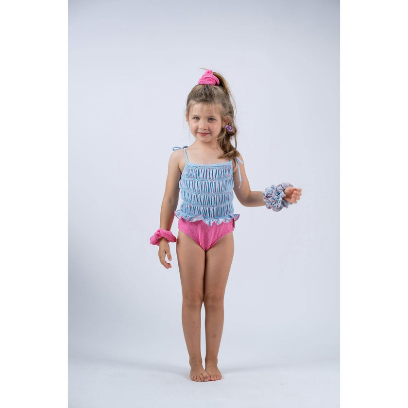 Pink Dots Smocked Swimsuit, Dots
