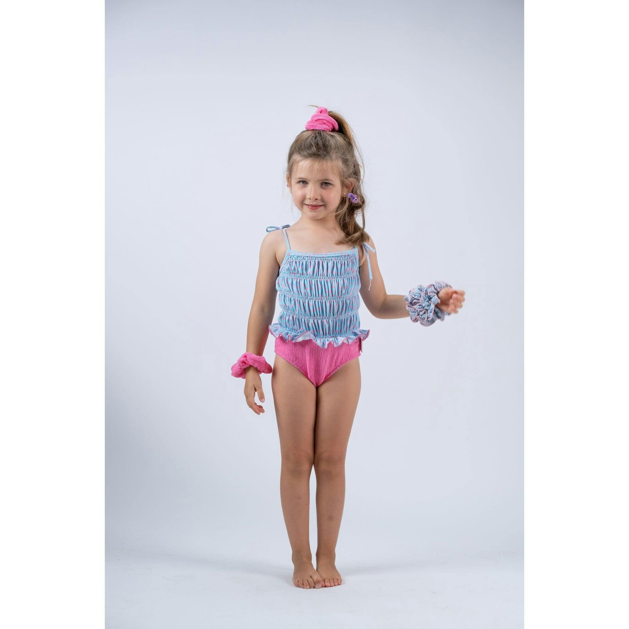 Pink Dots Smocked Swimsuit, Dots
