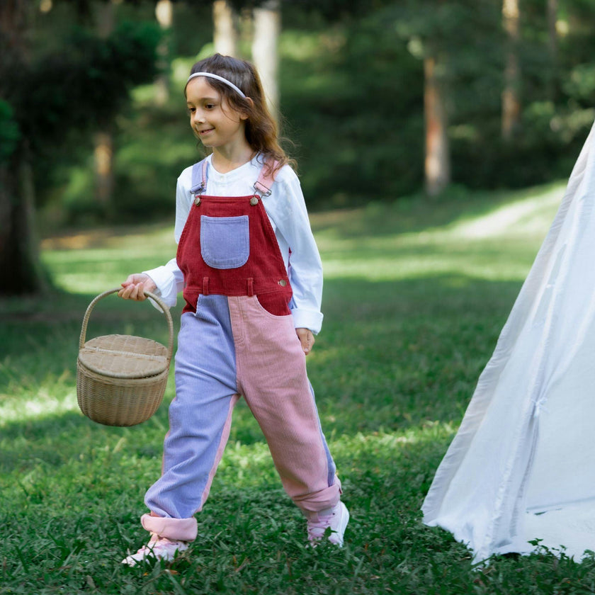 Rosebed Patchwork Chunky Cord Overalls