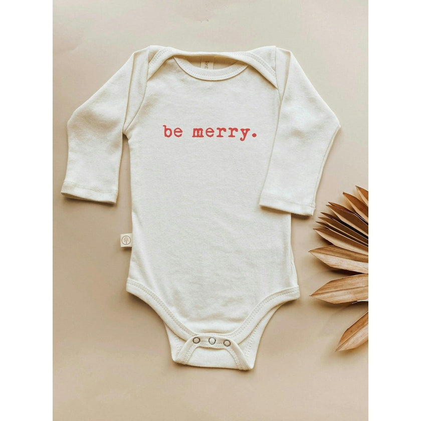 Be Merry Organic Cotton Baby Bodysuit Long Sleeve