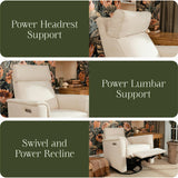 Willa Pro Power Glider Recliner w/ Power Lumbar in Performance Cream Eco-Weave