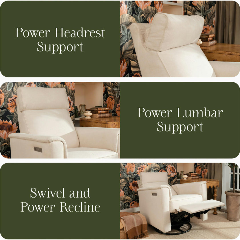 Willa Pro Power Glider Recliner w/ Power Lumbar in Performance Cream Eco-Weave