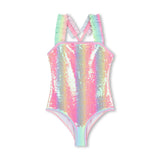 Multicolored Rainbow Sequin Swimsuit