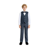 Gray Serge Formal Vest & Bow Tie Suit Set