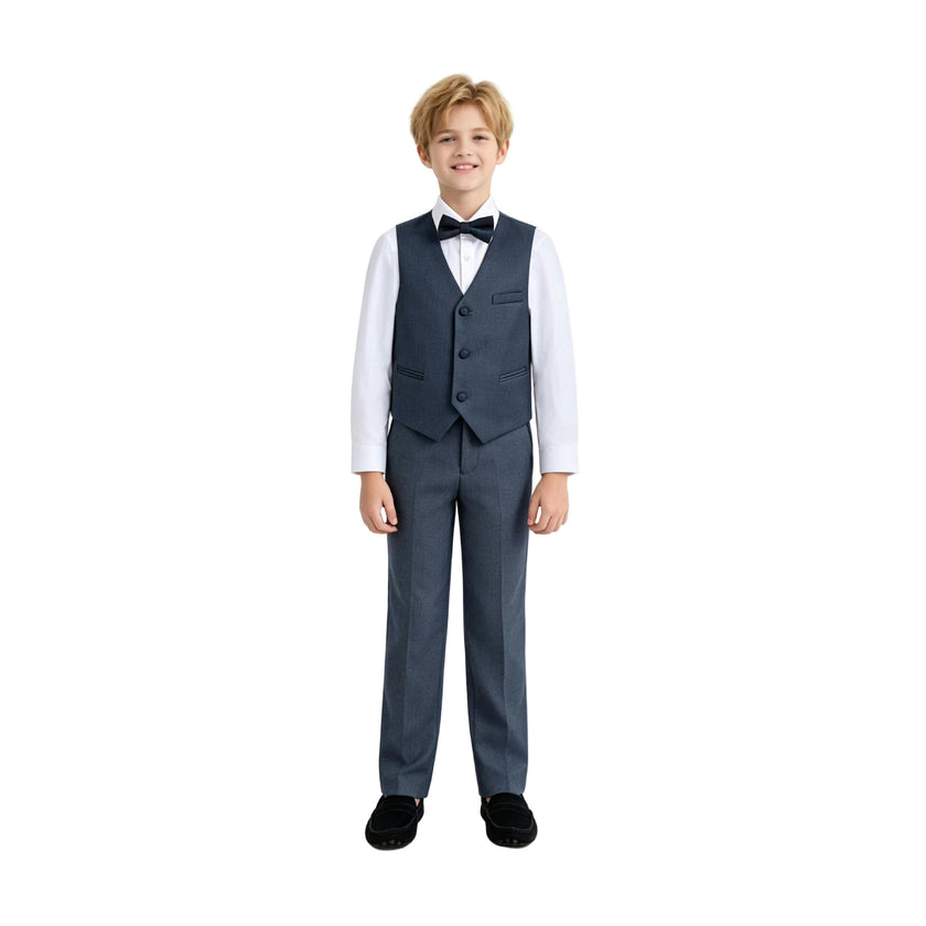 Gray Serge Formal Vest & Bow Tie Suit Set