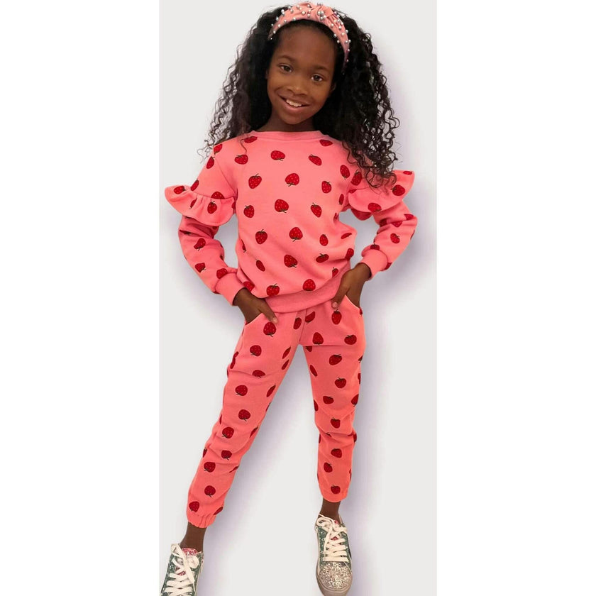 Strawberry Ruffle Joggers Set