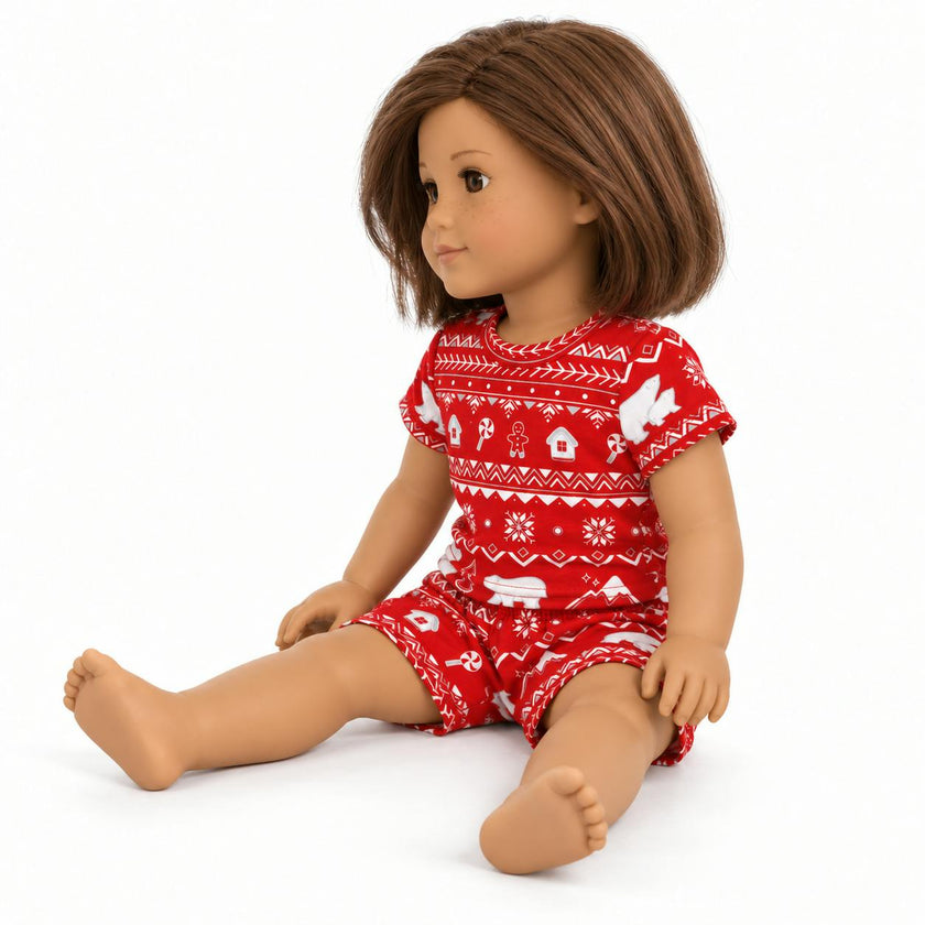 Polar Isle Red Bamboo Matching Teddy or Doll 18" Short Set