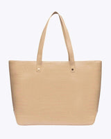 Vegan Leather Work Tote Bag with Removable Insulated Pouch, Cream Croc