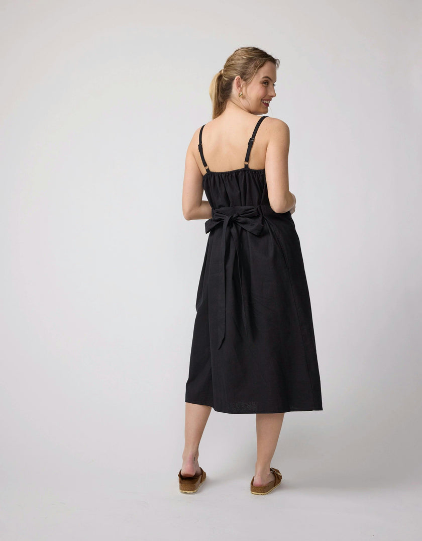 Sleeveless Button-Front Maternity and Nursing Midi Dress