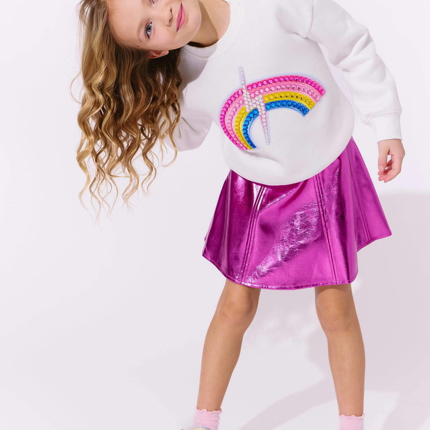Hot Pink Metallic Leather Skirt