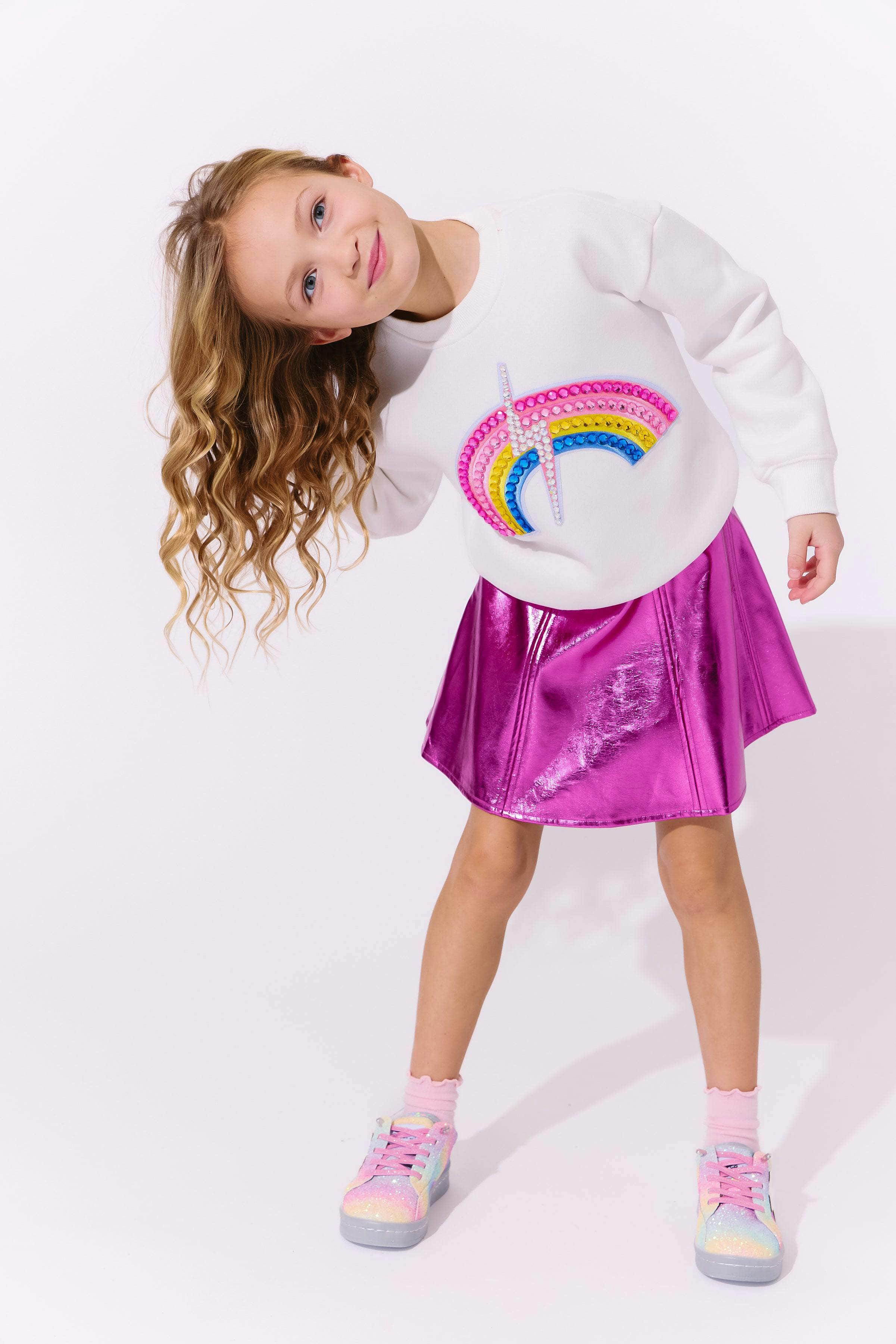 Hot Pink Metallic Leather Skirt