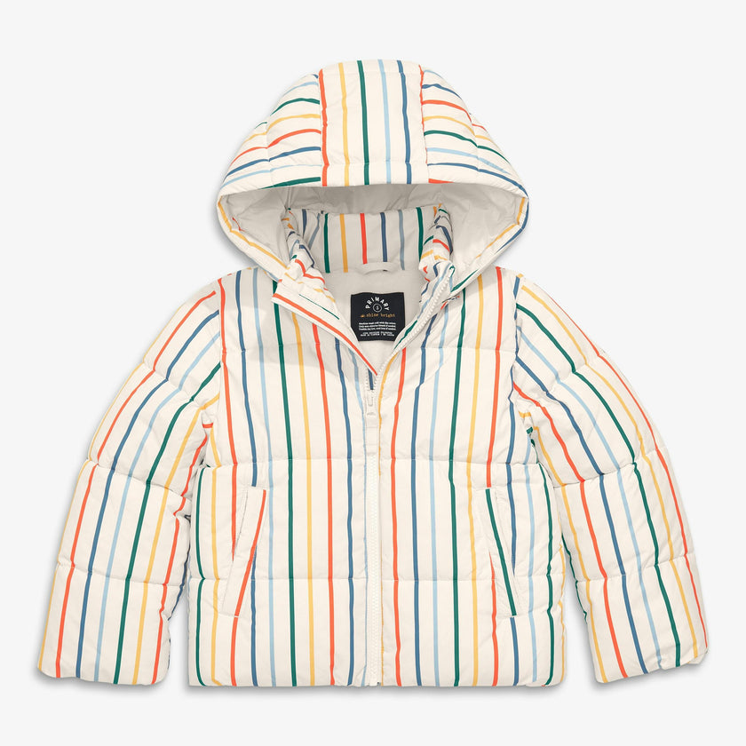 Kids stripe fleece-lined puffer jacket