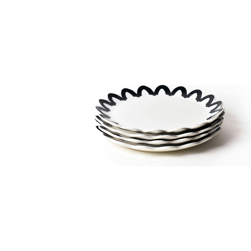 Black Arabesque Trim Scallop Dinner Plate