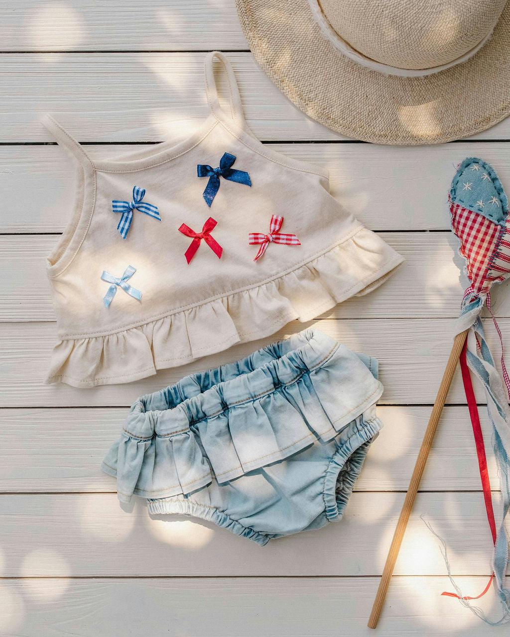 Ruffle Bloomer Set in Denim