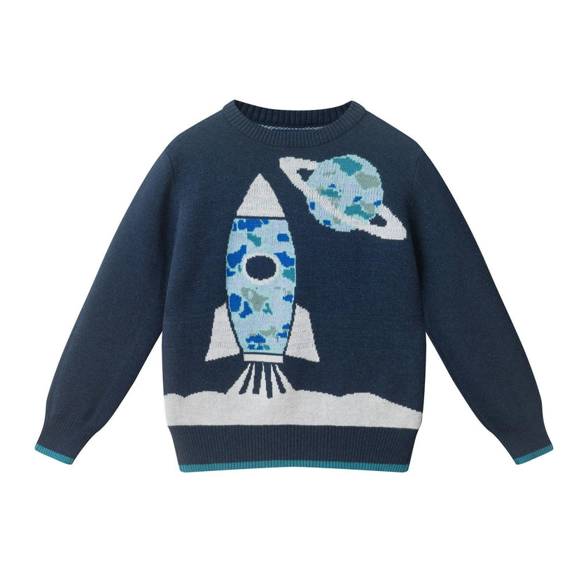 Toddler & Kids Boys Graphic Sweater | Space Rocket