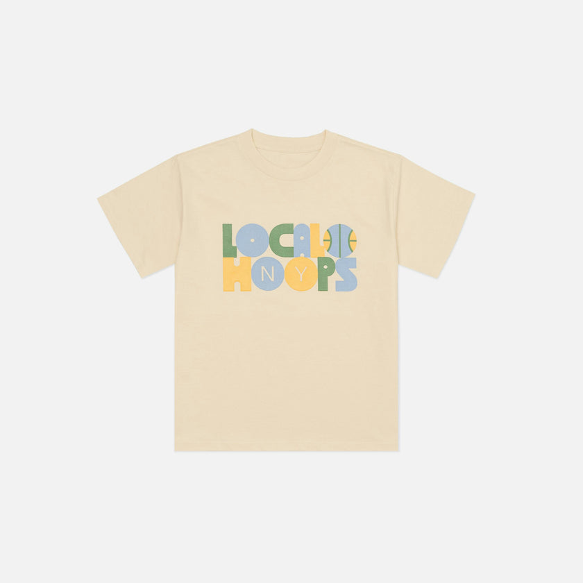 Kids Ecru Block Logo Tee